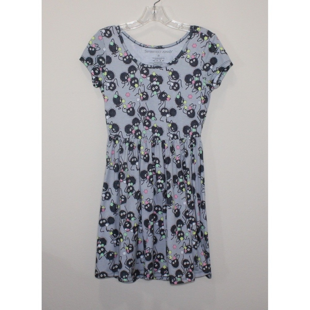 Her Universe Spirited Away dress XS gray Soot Sprites Studio Ghibli scoop neck